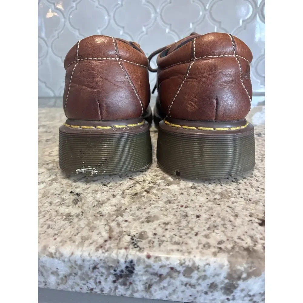 Dr. Martens 11306 Brown Leather Oxford Shoes Mens 8 Low Top Chunky Preppy AW004